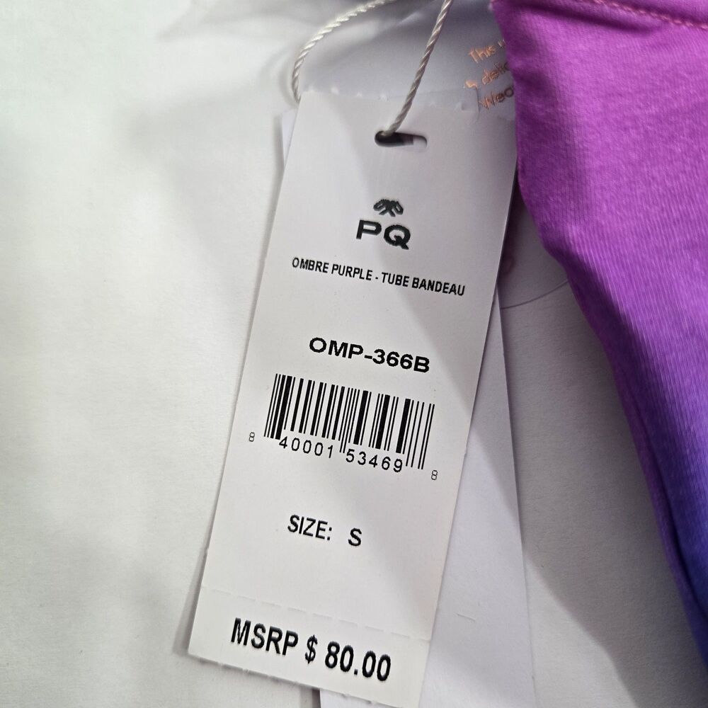 PilyQ Women's Size Small Ombre Purple 2 Piece Bikini Bandeau Top with Straps NWT - Picture 4 of 9